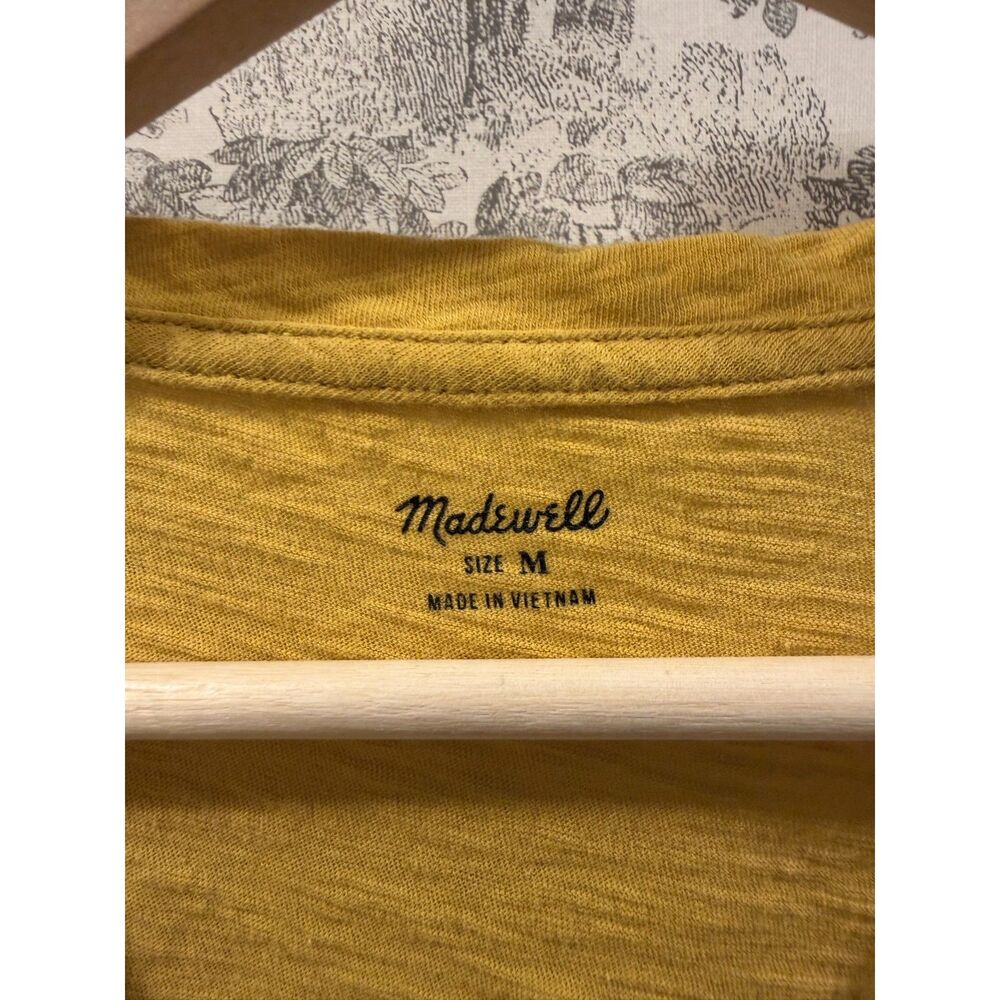 Madewell Mustard Yellow V-Neck Cotton T-Shirt Size Medium Slub Tee